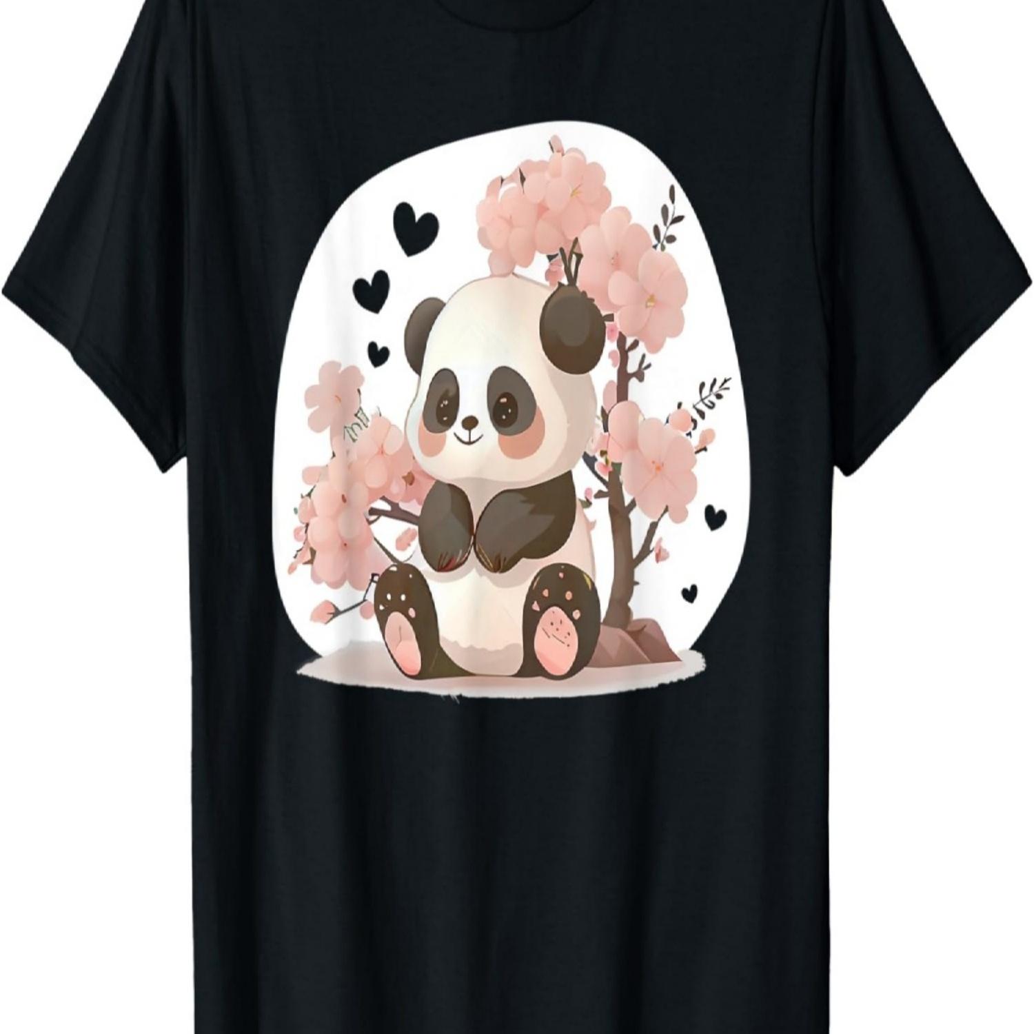 Panda Cute Animals For Kids Kawaii Cherry Blossom Pandas T-Shirt S