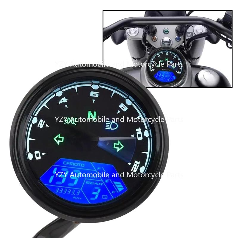 Motorcycle Universal LCD Digital Tachometer Speedometer Odometer Waterproof Gauge For Cafe Racer 2 - 4 Cylinders