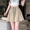Women's Summer Thin Skirt Yoga Pants Ice Silk Wide Leg Shorts Solid Color Pocket Lace Up Short Pants