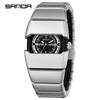 Sanda Millennium Style Men's Quartz Watch with Black Tech Armored Strap, Waterproof & Luminous.