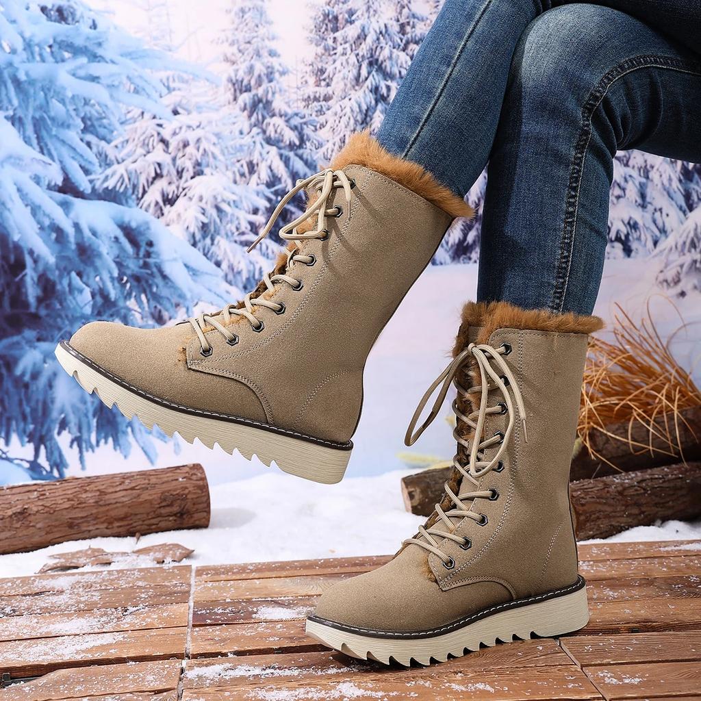 New Women Cotton Boots Low Heel Round Toe Boots Fleece Lined Lightweight Short Boots Comfortable Fashionable Shoes Women