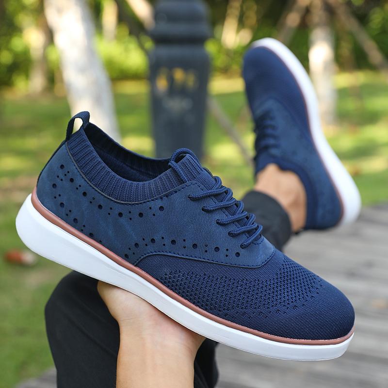 

New Fashionable Breathable Mesh Sneakers Lightweight and Comfortable Casual Men s Loafers Fashionable Running Cheap Men s Shoes 39 синій