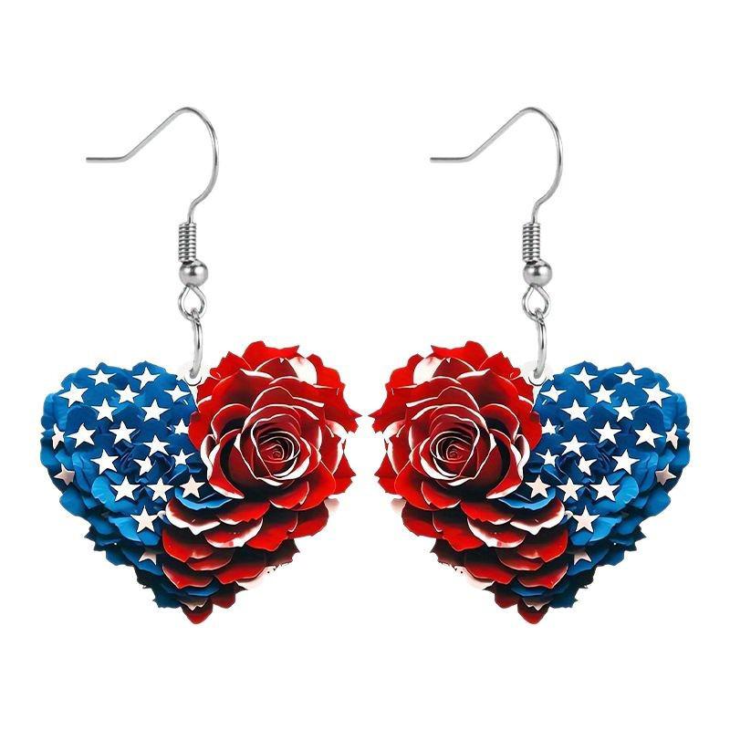 American Flag Textured Acrylic Earrings - Independence Day Retro Charm Gift for Women