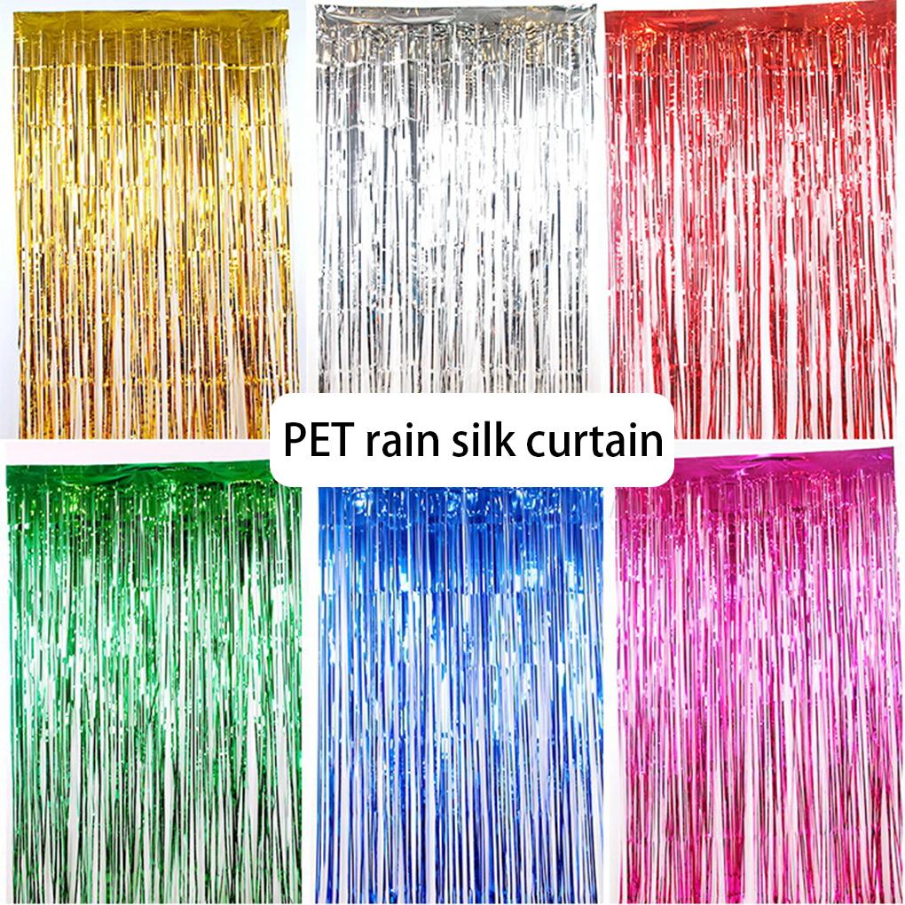 6 Pieces Glitter Party Backdrop Metallic Tinsel Curtain Birthday Wedding Baby Shower Background Favor Supplies