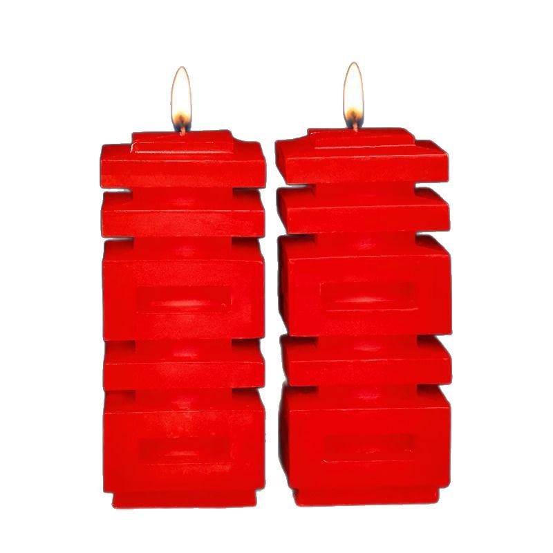 Wedding Double Happiness Red Candles - Smokeless Dragon and Phoenix Bridal Pair
