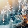 15pcs Elegant Crystal Snowflake Ornaments with 393.7inch Long Silvery Rope, Christmas Tree Acrylic Snowflake Winter Wonderland Decorations, Sparkling