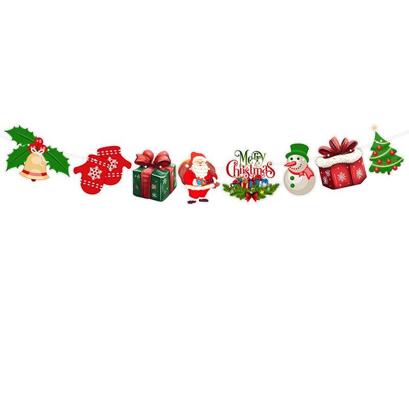Cross-border Christmas Letter Flag Banner Paper Christmas Latte Flower Flag Hanging Flag Atmosphere Decoration Party Decorations