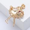 Rhinestones Dancing Girl Brooch for Women Unisex Simulation Pearl Lapel Pins Banquets Party Gift Jewelry Accessories