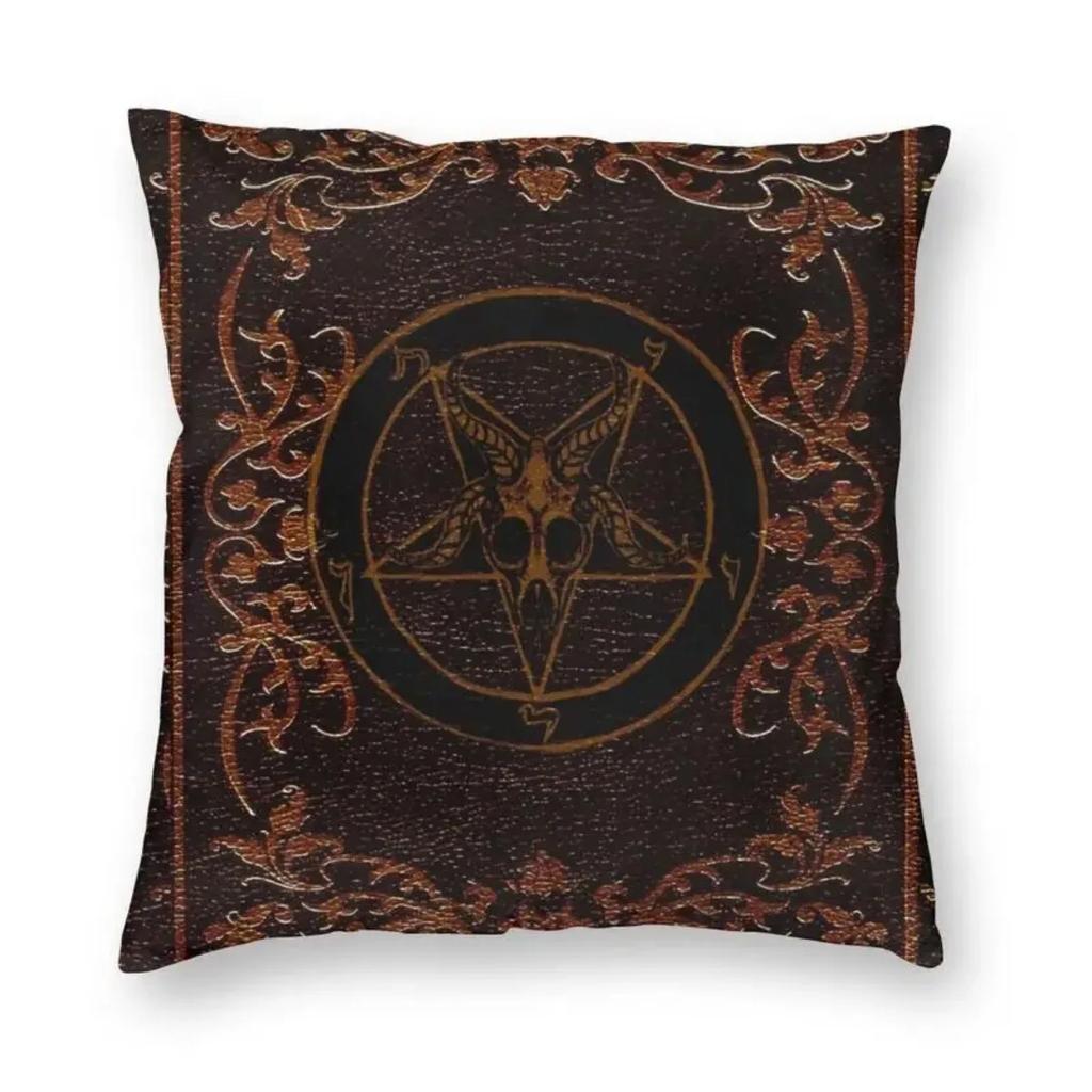 Devil Baphomet Damask Hail Satan Cushion Cover Satanic Leviathan Cross Throw Pillow Case for Sofa Pillowcase Home Decor  40x40cm