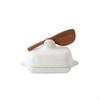 Ceramic Butter Dish with Lid Elegant Knife Matte Tableware for Home Cooks, Hosts,