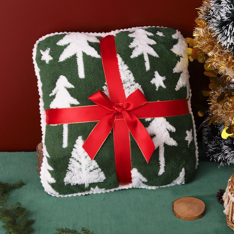 

Holiday Christmas Tree Reindeer Pillow With Pp Cotton Fill For Seasonal Sofa Decoration Green Gift Box