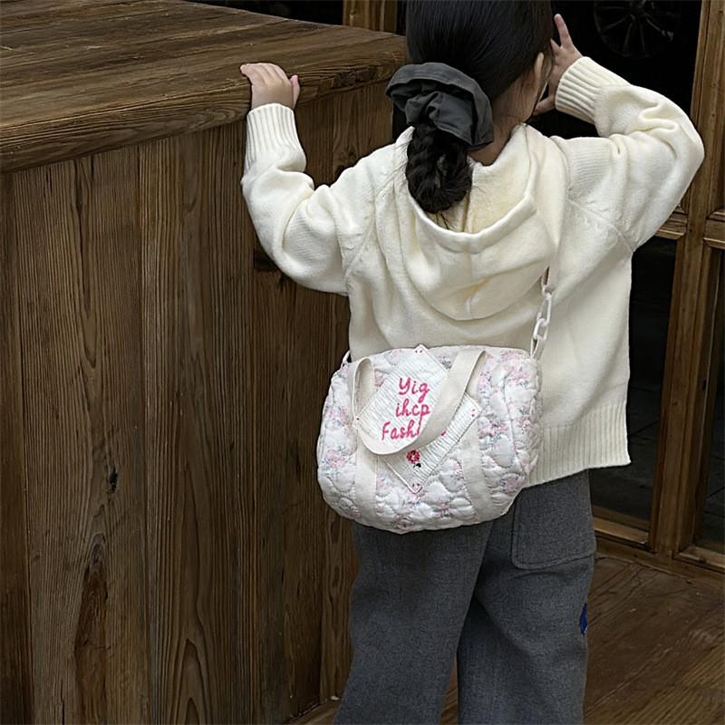 Playful Floral Print Childrens Crossbody Bag Eyecatching Cylinder Shoulder Bag Kids For