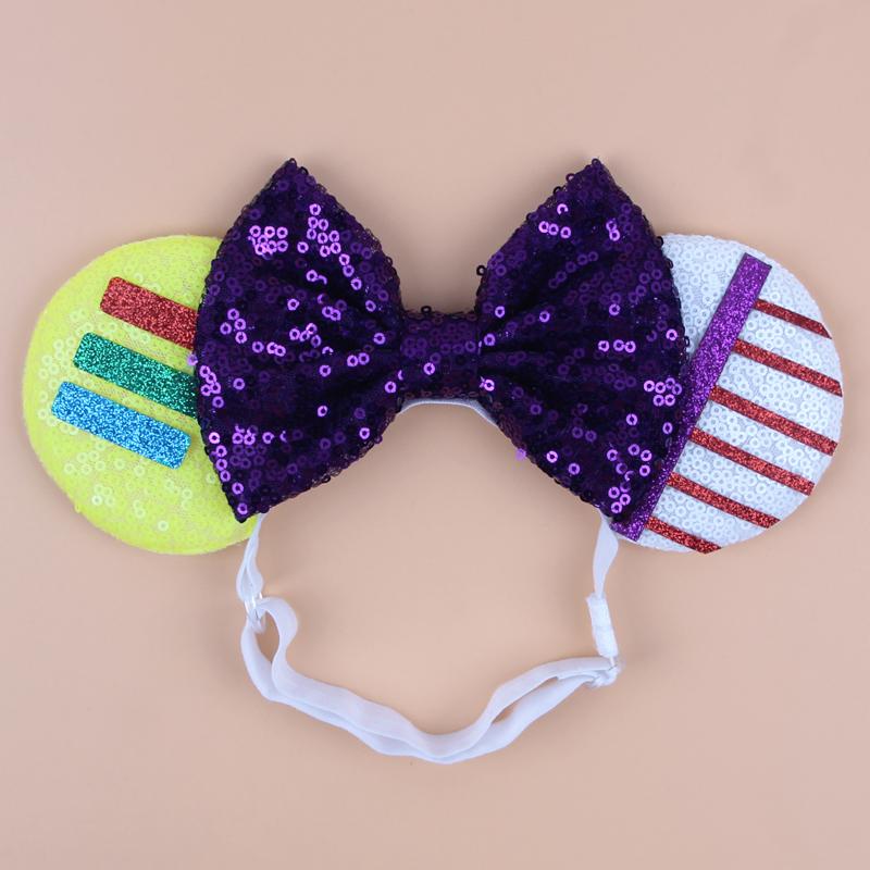 Bentiță Elastică Ajustabilă Urechi de Șoarece Disney Pentru Bebeluș Adult Paiete Fundă 5" Bentiță de Păr Festival Petrecere DIY Accesorii de Păr