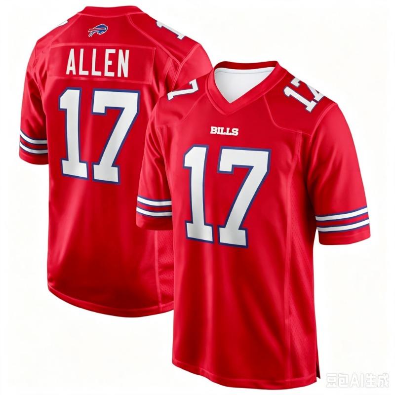 Camiseta de Fútbol Josh Allen #17 Bills, Camiseta de Rugby, Camiseta Transpirable de Secado Rápido para Entrenamiento de Verano para Hombre