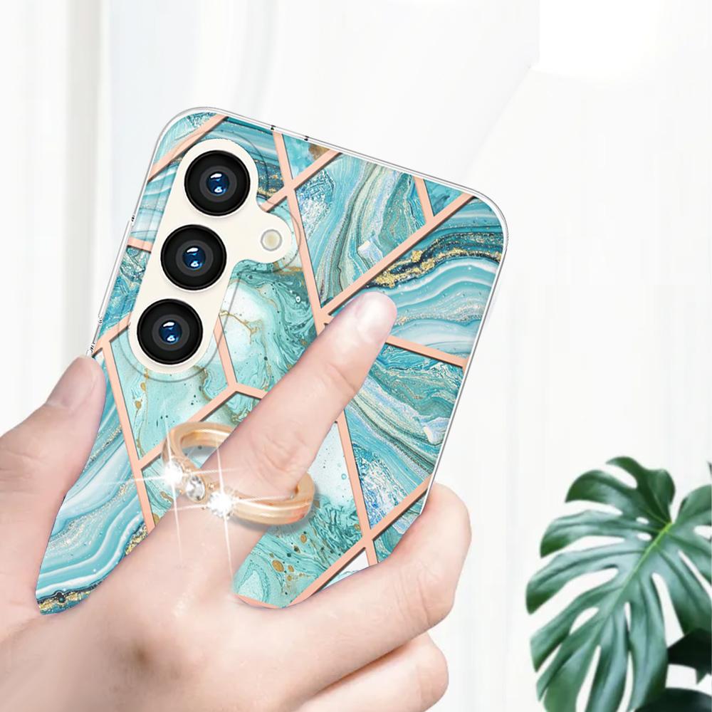 Sky Blue Splicing Marble Odnímatelná spona Lanyard nebo Anti Fall Ring nebo Smooth Design Case pro Samsung iPhone Xiaomi Redmi Oppo Nokia Moto...