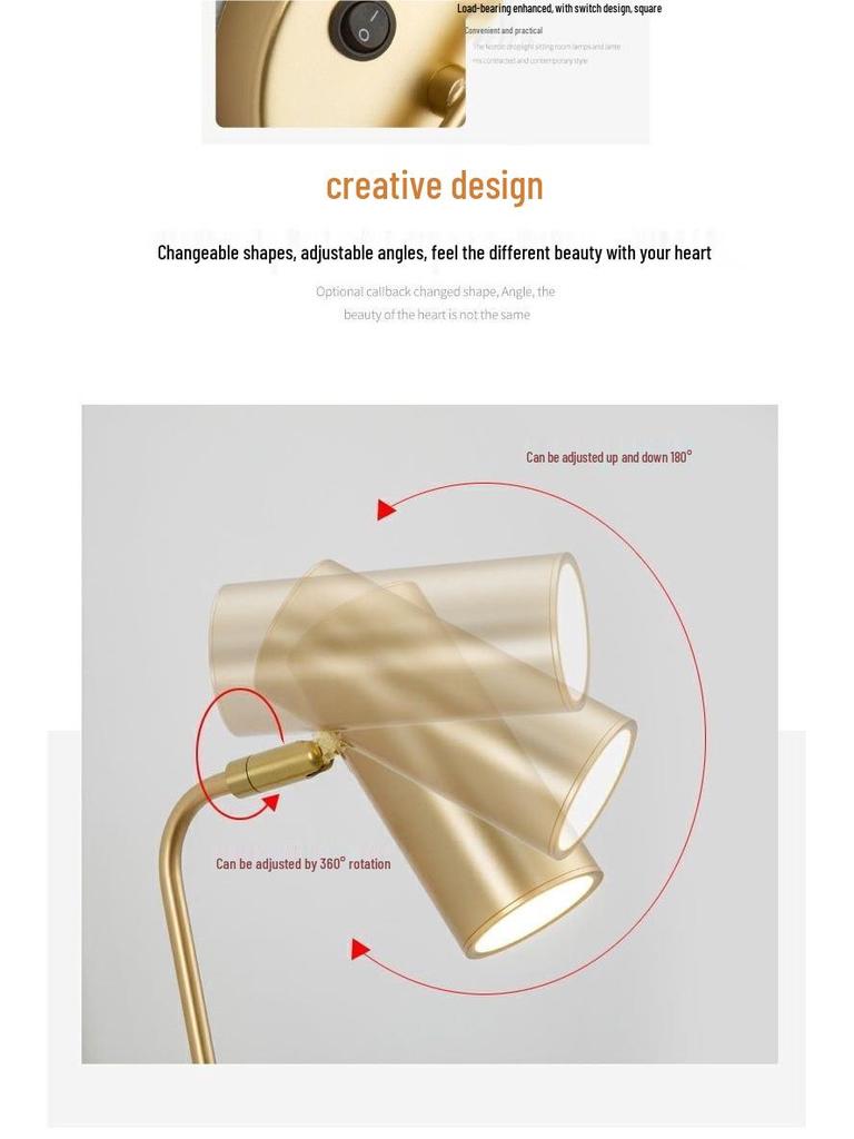 Nordic Postmodern Minimalist Rotatable Wall Lamp with Switch for Living Room or Bedroom.
