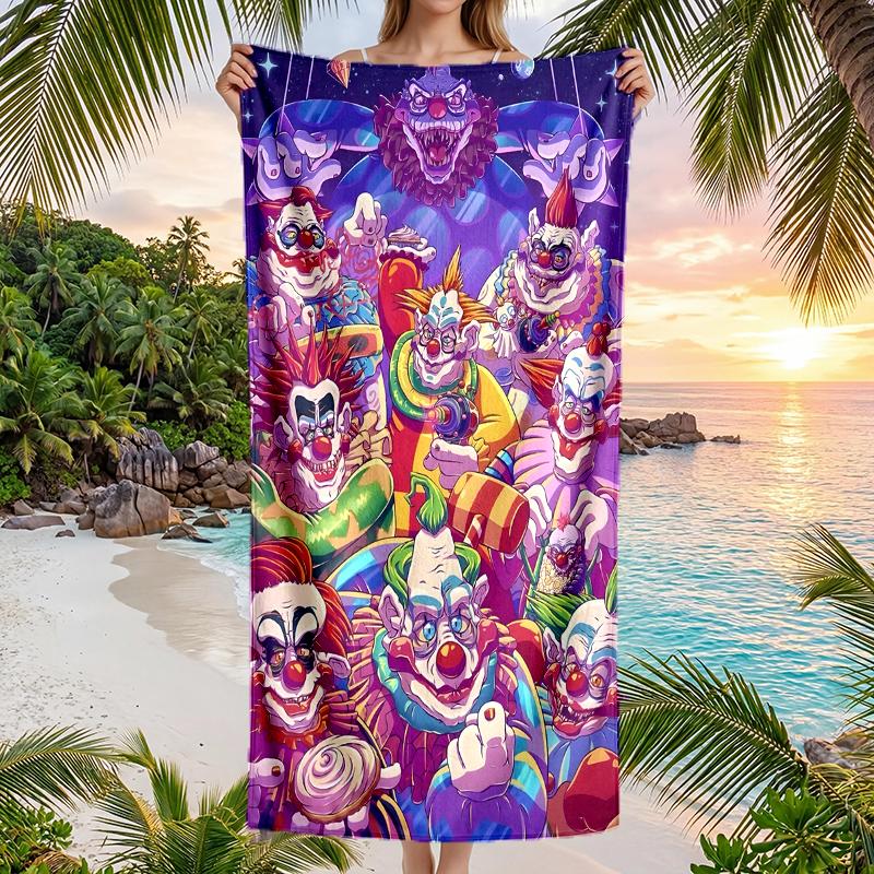 Horror Clown Circus Fashion Beach Towel: Ideal for Summer Adventures Soft, absorbent and quick drying suitable for swimming and bathing