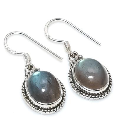 Natural Labradorite Gemstone 925 Solid Sterling Silver Gift Earring 1.25" A4h78
