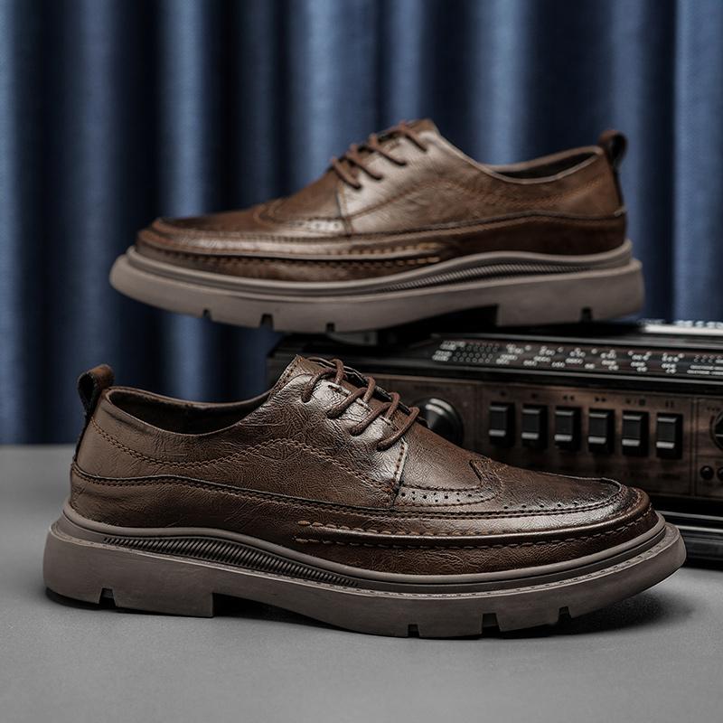 Spring Brand Men's Leather Oxford Shoes Men's Business Thick Sole Genuine Leather Shoes Office Dress Leather Shoes Casual Shoes
