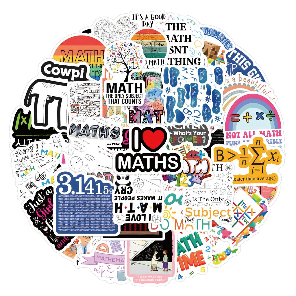 60 New Math Math Doodle Stickers Decorate Suitcase Notebook Guitar Cartoon Stickers