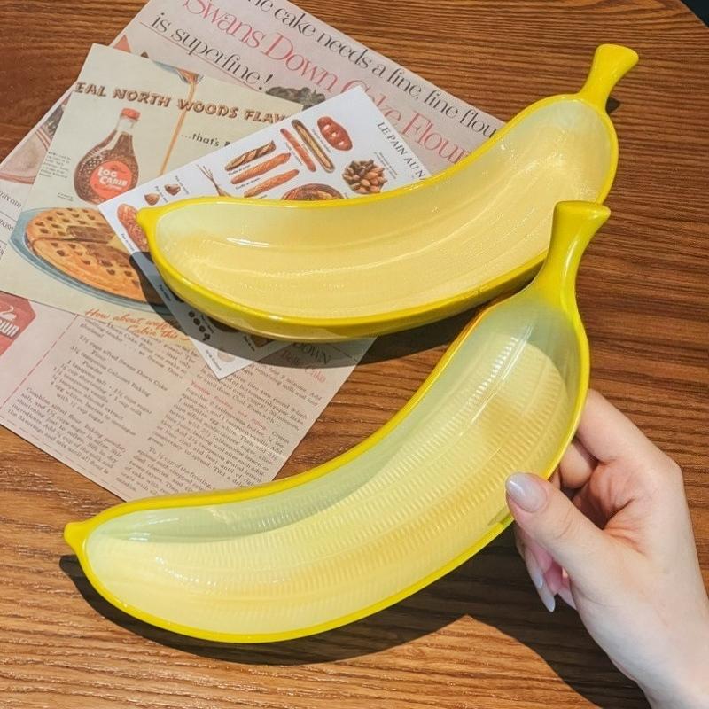 Banana Shaped Ceramic Plate Creative Dessert Dish Fruit Snack Plate Elegant Tableware