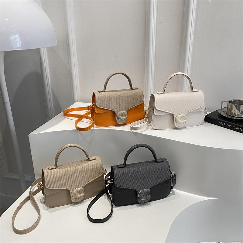 Retro splicing casual fashion handbag new simple shoulder crossbody women's small square bag