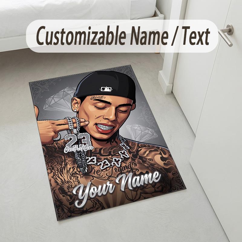 Personalized Crystal Velvet Carpet,Central Cee Custom Printed Name, Plush Area Rug For Home Indoor Decor