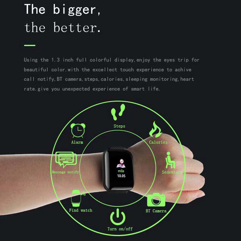 Bakeey D13 1.3 Inch Color Screen Touch Wristband HR Blood Pressure Monitor  Visible Message Show Smart Watch