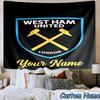 Custom Name West Ham Football Crest Hanging Tapestry Background Tapestry for Bedroom Living Room Dorm,Home Party Wall Decoration,Fan Gifts
