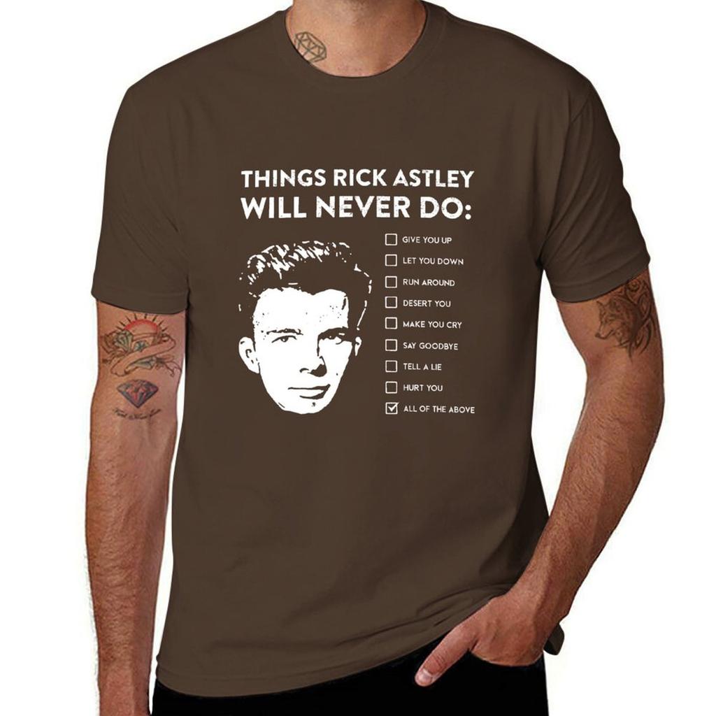 Maglietta 'Cose che Rick Astley non farà mai' abbigliamento estetico divertente top magliette da uomo in cotone