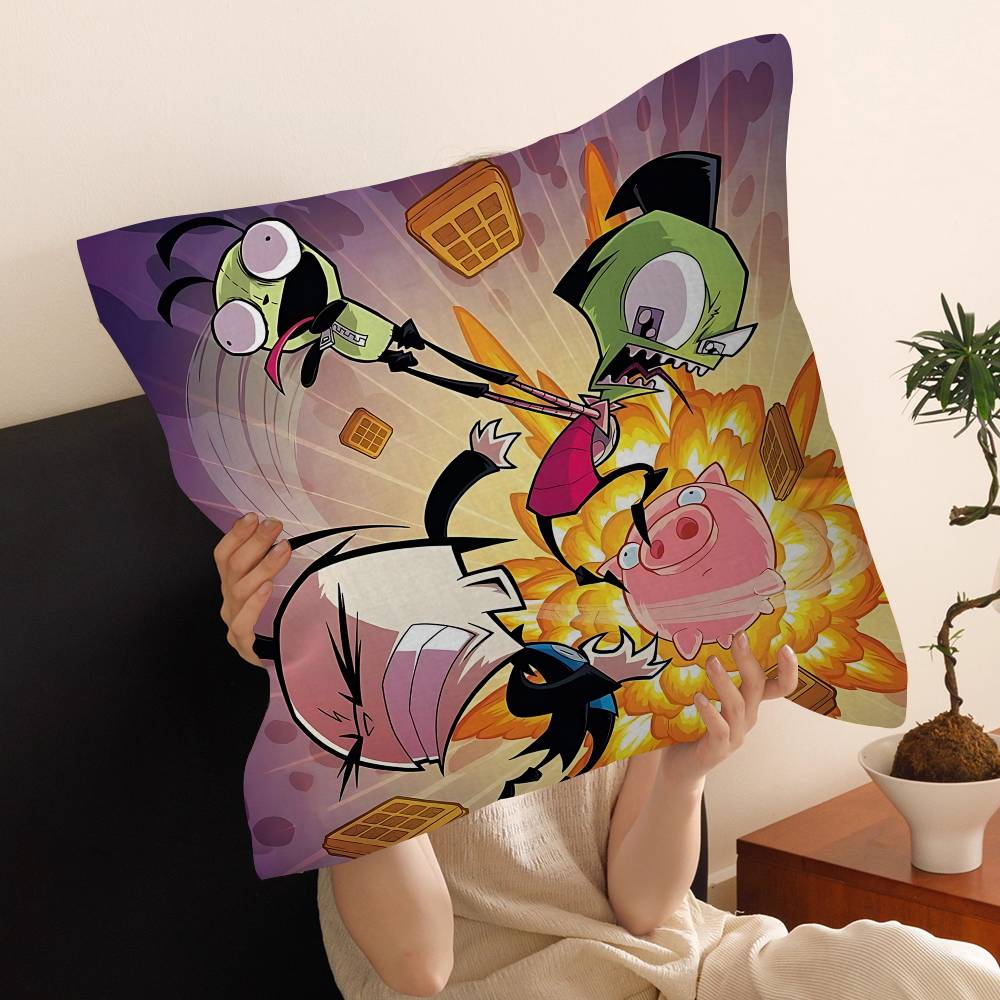 

I-Invader Zim Personalized Pillow Cover Kids Bedroom Wild Party Decor Pillowcase Kid Birthday Shower Gift 12x12Inch