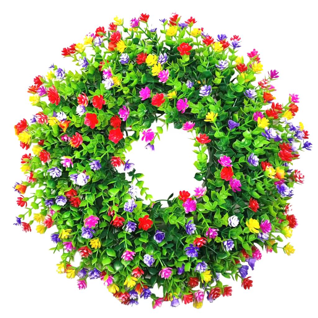 Buy Fake Flower Wreath Artificial Front Door Wreath with Leaves