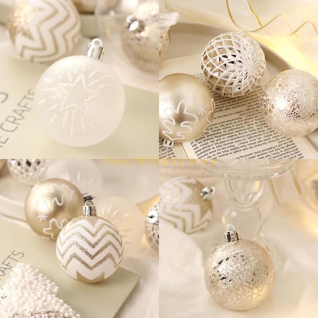 Set of 16 Champagne Gold White Christmas Balls Ornaments Shatterproof Bauble top sale China Mainland