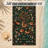 Forest Theme Soft Beach Towel Personalized Custom Name Text Towel Portable for Beach Pool Travel