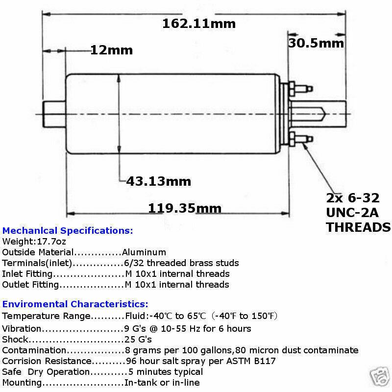 OSIAS Universal High Flow & Pressure External Inline 255LPH Fuel Pump GSL392 28-3012 6AN Fittings Kit