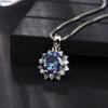 3 Carat Eight Heart Eight Arrow Blue Flower Shape Pendant Women's Necklace For Women Charm Wedding Engagement Fine Jewelry New Trendy