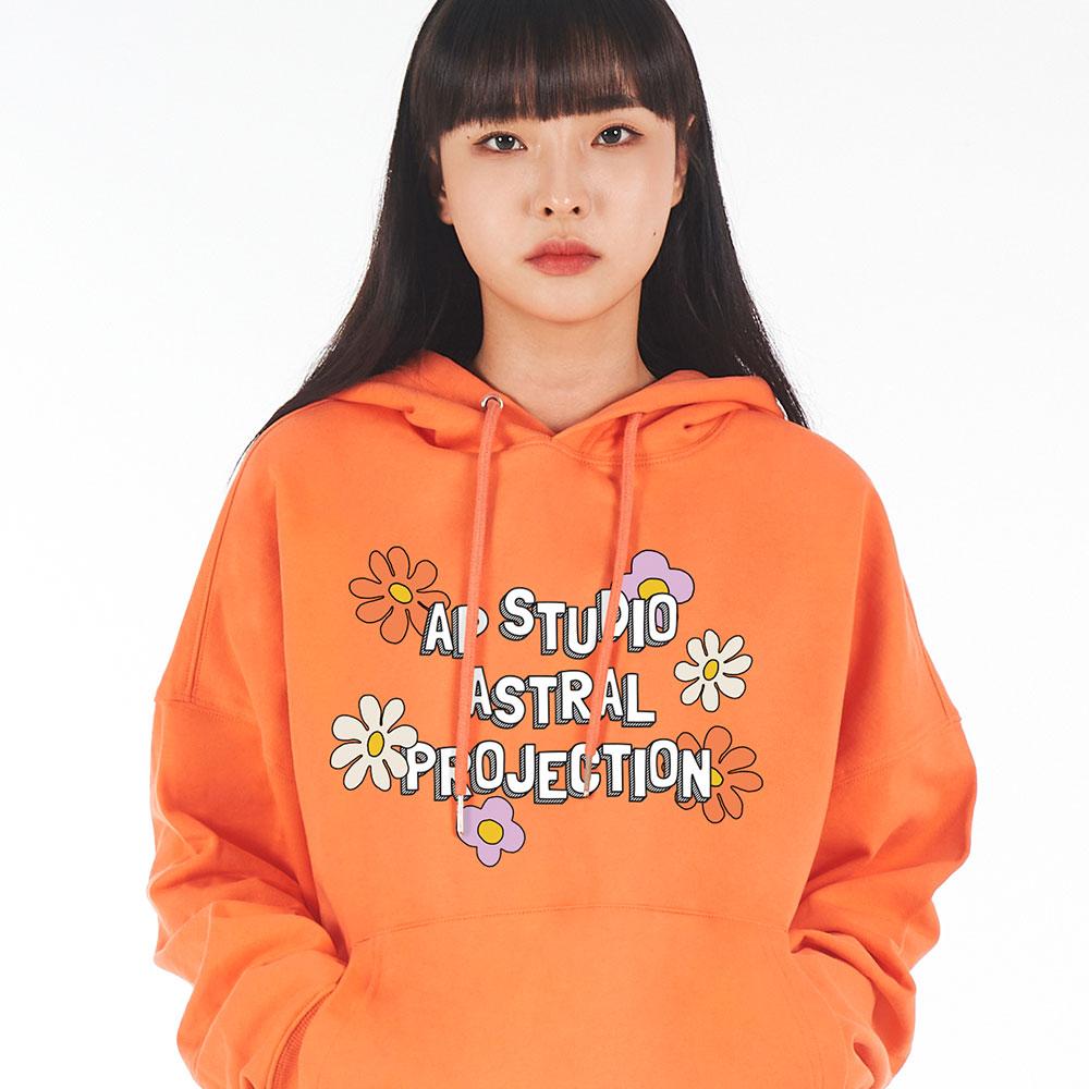 Astral Projection Oversized Drop Shoulder Flower Hoodie_Coral Large