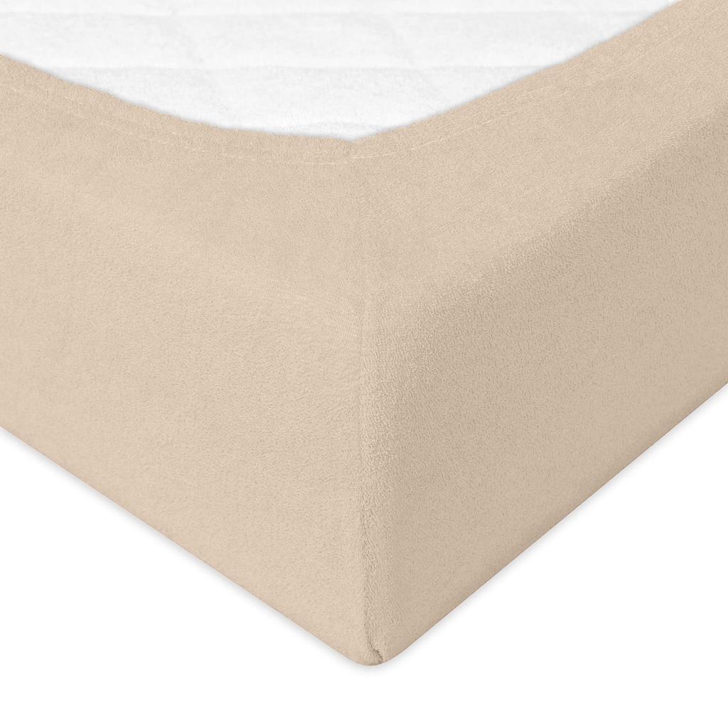 Prześcieradło frotte z gumką 150/160x190/200 premium beżowe