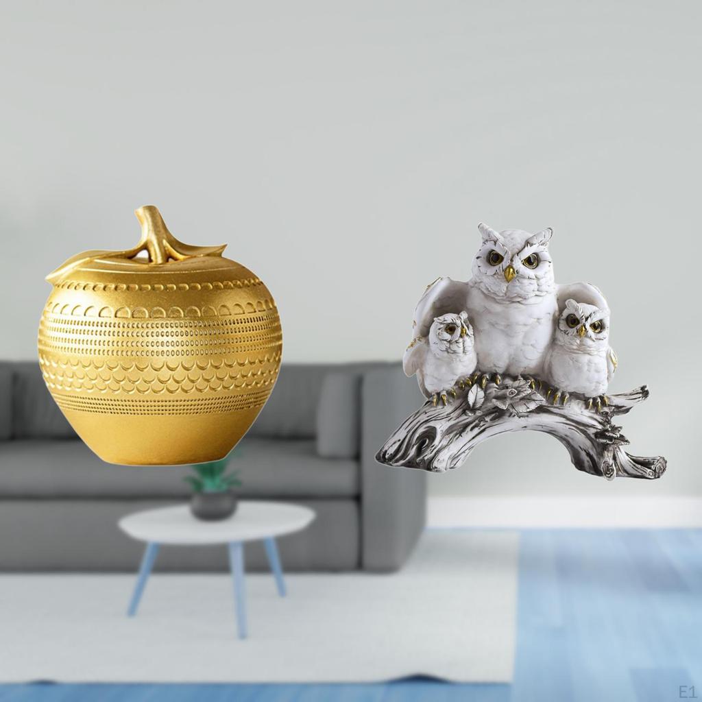 Modern Resin Owl Figurine Sculpture Simple Fruit And Animal Ornament for Tabletop Bookshelf Dining