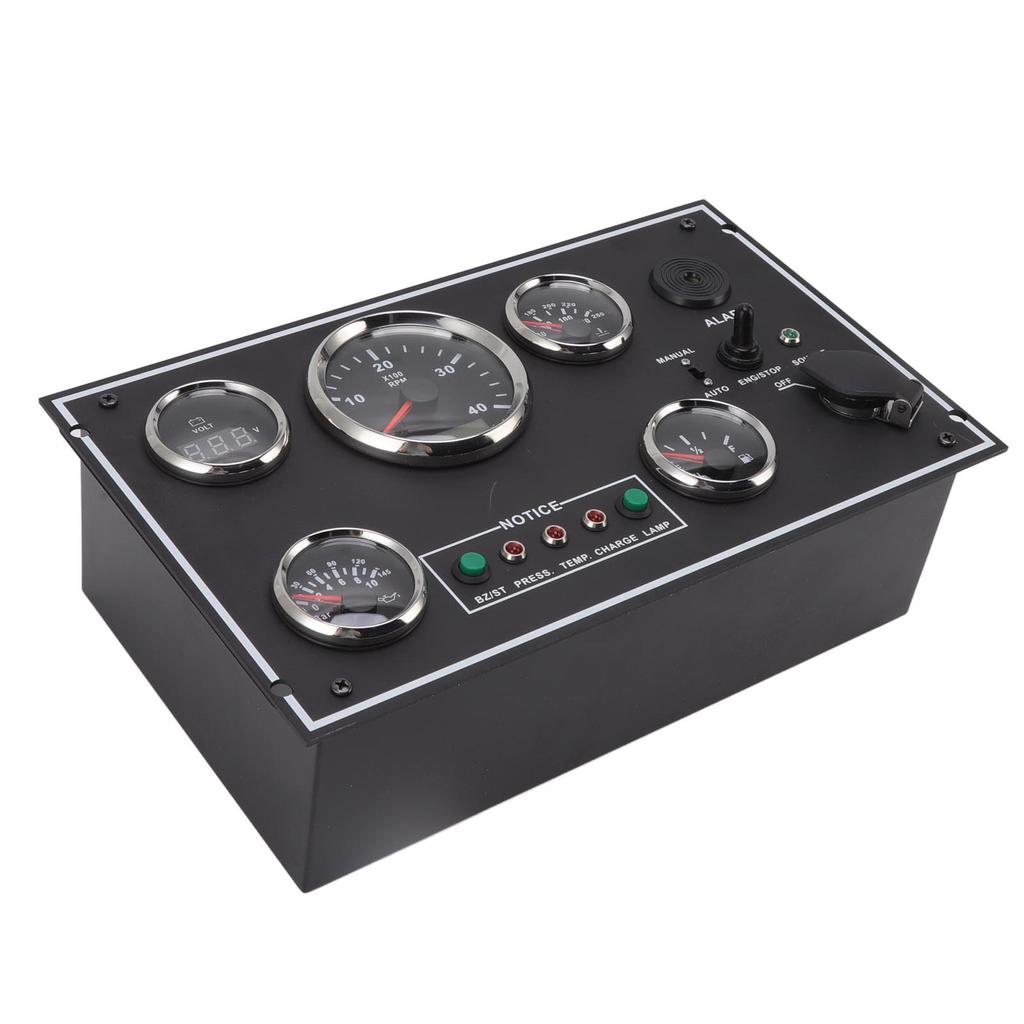 Tachometer Water Temp Meter Voltmeter Oil Pressure Oil Level Gauge Multifunction Panel with Ignition Key for RV Boat