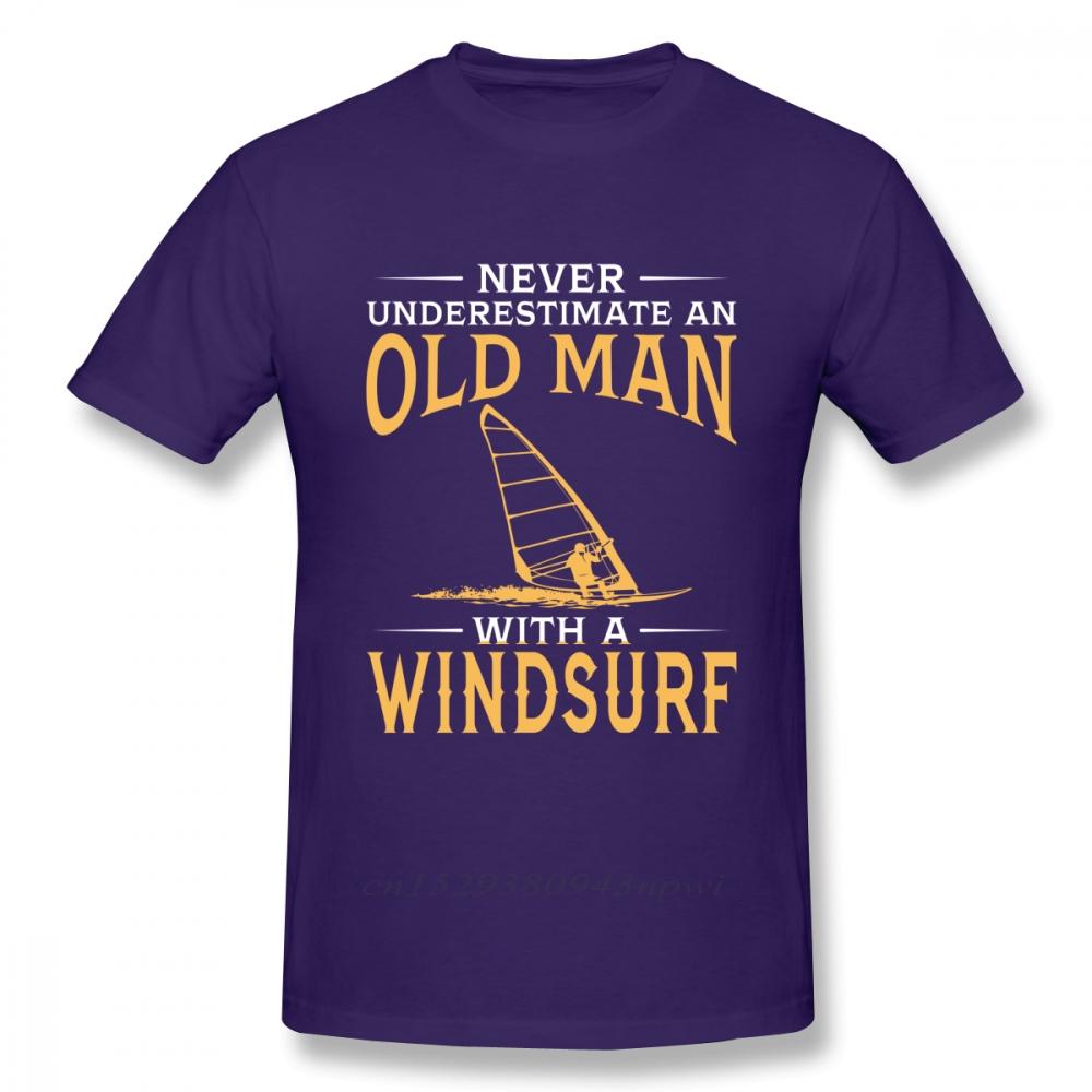 Never Underestimate An Old Man With A Windsurf T Shirt Boy Vintage TShirt Fashion New Arrival Casual