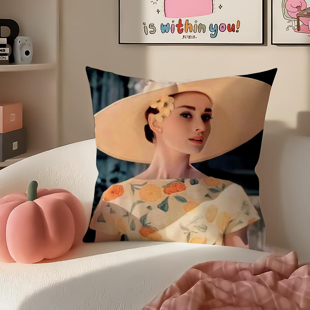 AAudrey Hepburn Cushion Cover Pillowcase Short Plush Invisible Zipper Room Sofa Cushion Cover