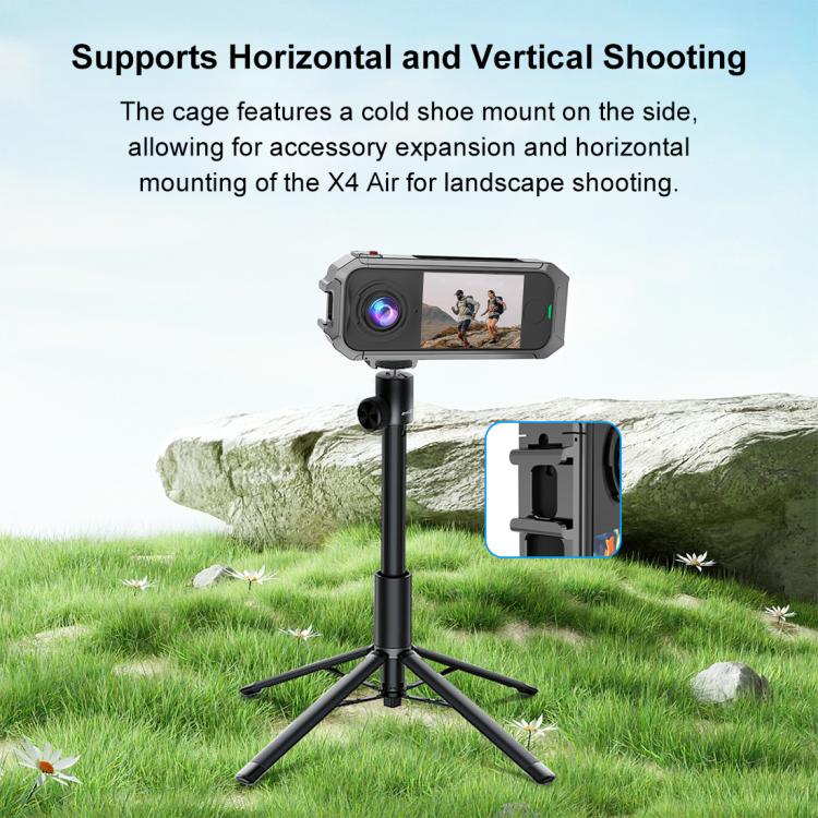 For Insta360 X4 Air PULUZ Metal Protective Cage Rig Housing Frame with Expand Cold Shoe Base (Grey)