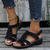 Sandali Larghi Estate Traforati Tacco Inclinato Bocca di Pesce Fibbia a Fiore Sandali Casual sandali ortopedici comfort donna