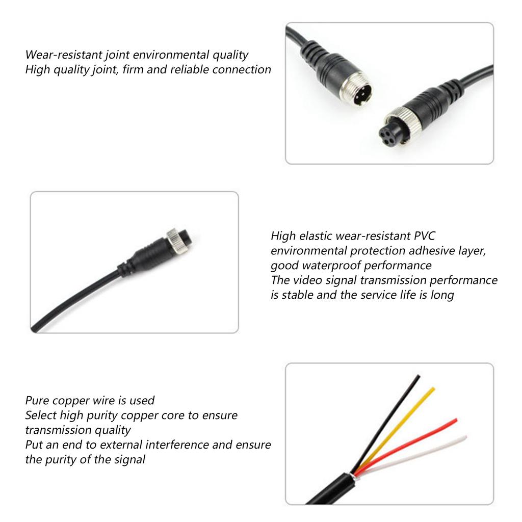 8M Car Video Aviation Spring Line 4-Pin Extension Cable for Rear View Camera Truck Trailer