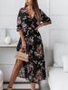 Europäisches & Amerikanisches Damen V-Ausschnitt Blumen Chiffon Kleid - Figurbetont mit Seitenschlitz, 2026 Kollektion