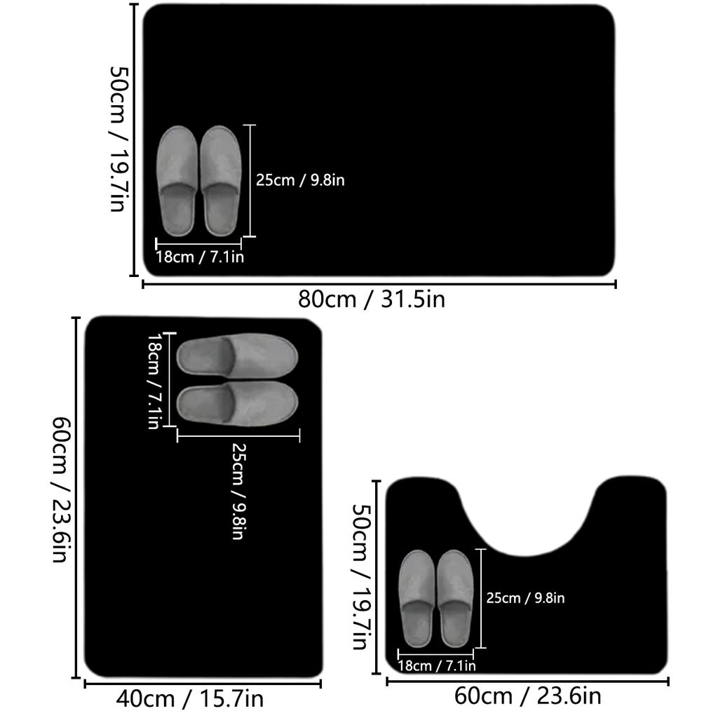 Einfarbiges Flanell-Badezimmer-Dreiteiliges Set Toiletten-Rutschmatte Schmutzabweisende Toilettenmatte Badewannen-Lange Saugfähige Fußmatte