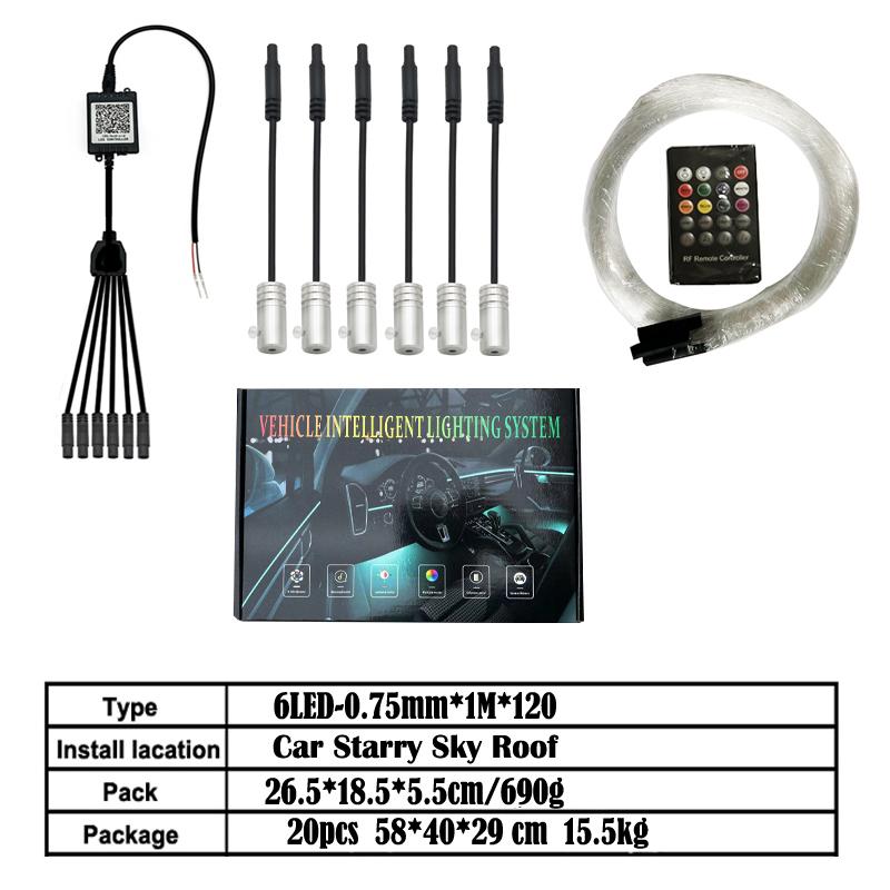

Светодиодная подсветка для автомобиля 6 в 1, атмосферная подсветка, акриловая декоративная светодиодная лента, светодиодная подсветка салона, RGB, симфония, пульт дистанционного управления 6 LED
