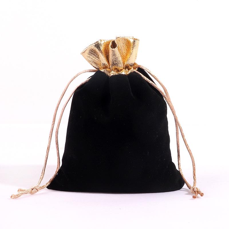 Black Custom Velvet Drawstring Jewelry Pouch