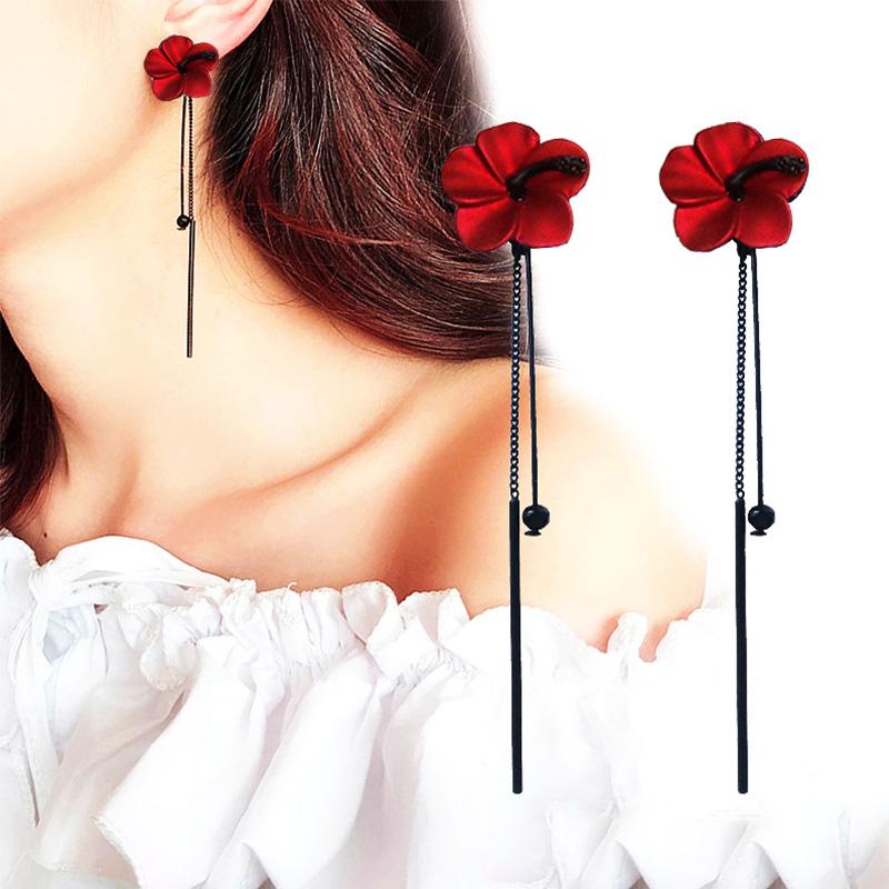 New Super Fairy Butterfly Flower Earrings Net Red Sweet Earrings Trend Long Tassel temperament pendant style lady earr